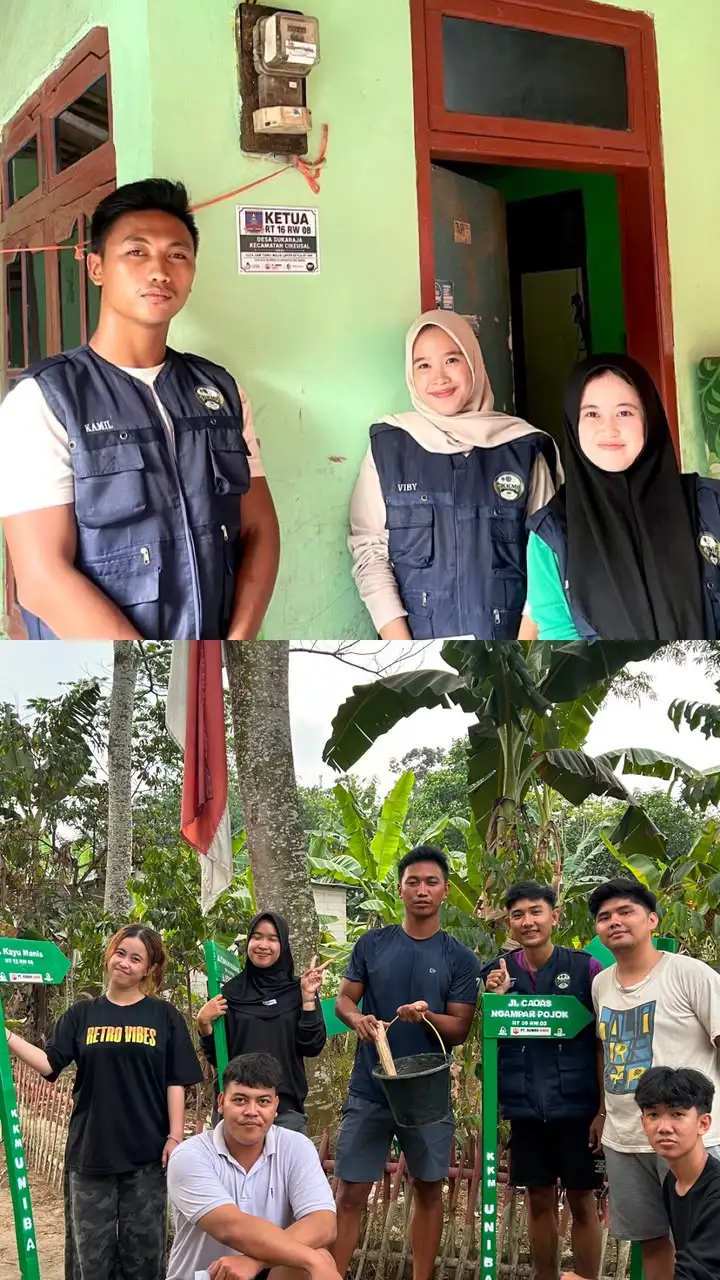 KKM Kelompok 44 UNIBA Dukung Tata Kelola Desa melalui Pemasangan Plang Jalan dan Plakat RT/RW di Desa Sukaraja